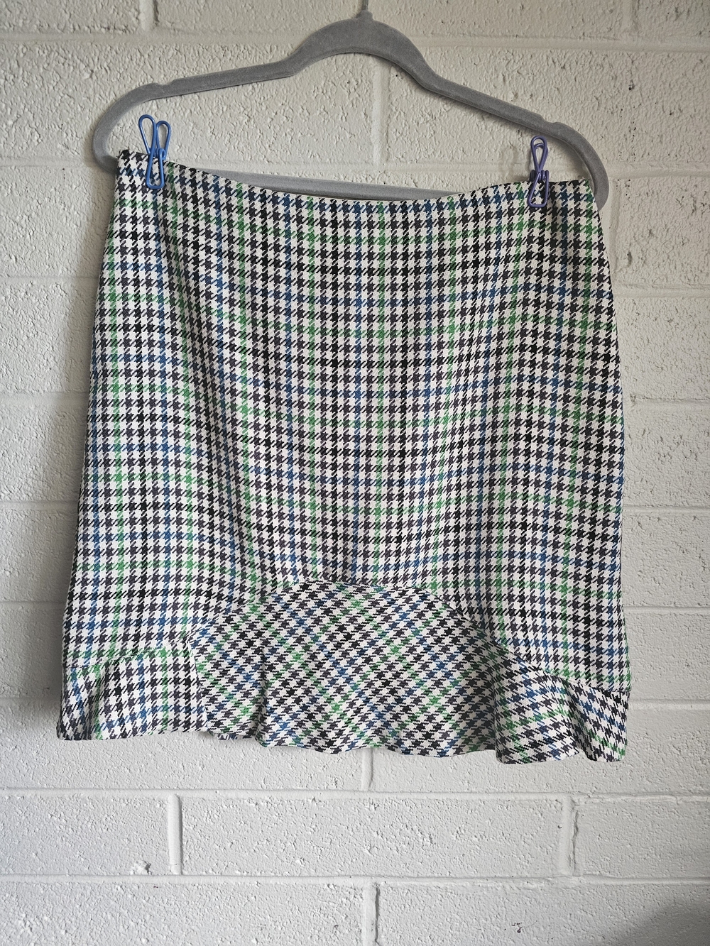 Nine & Company Houndstooth Ruffle Mini Skirt Size 10 Multicolor